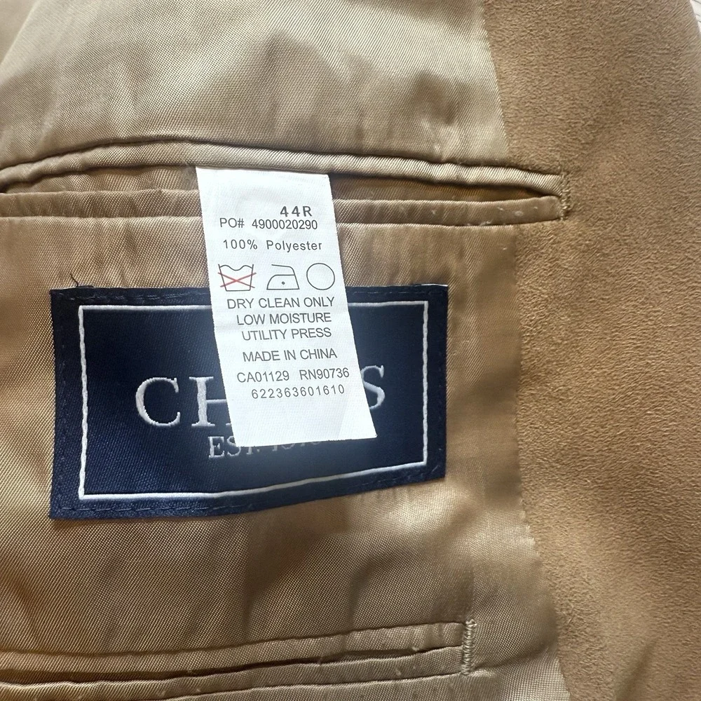 Chaps Ralph Lauren Blazer Sport Jacket Mens‎ 44R Tan Faux Suede